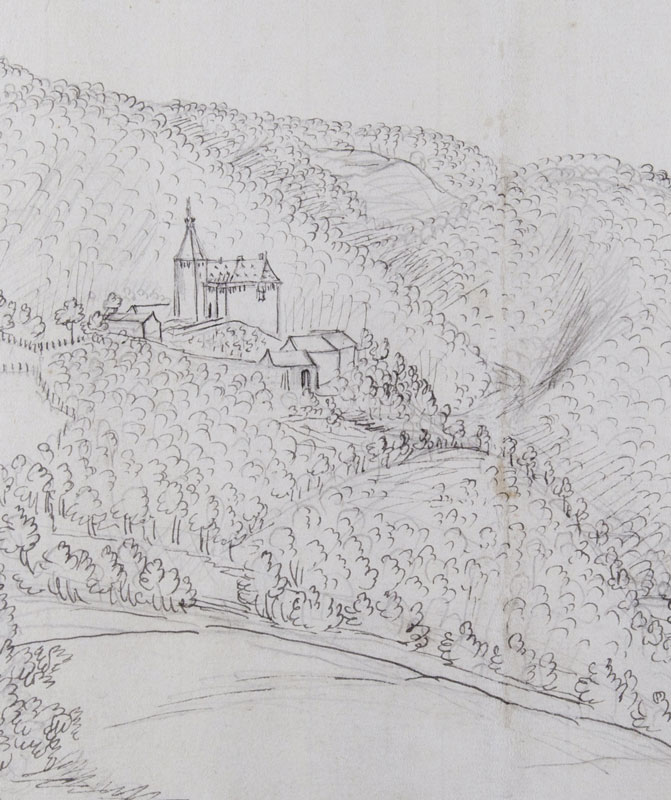 Abb 2 Ausschnitt Roidkin Renier Wensburg Wensberg Ortsansicht Zeichnung von Renier Roidkin 2e825039 web Ein Nürnberger Rechenpfennig von der Wensburg im Lierstal